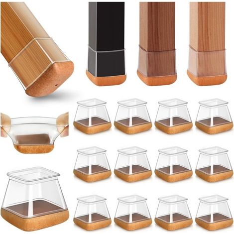 20pcs Square Silicone Chair Leg Protectors, Chair Pads, Clear Silicone Wood Floor Protectors, Chair Legs with Felt Pads Wrapped, Fits 20-26mm (1/5)