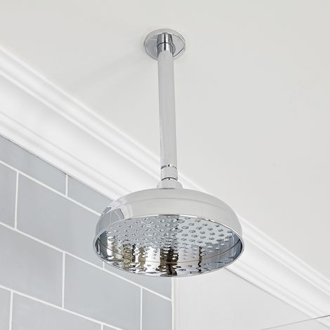 Hudson Reed Elizabeth - Pommeau de douche pluie rond fixe rétro 20 cm avec bras plafonnier - Chromé (1/4)