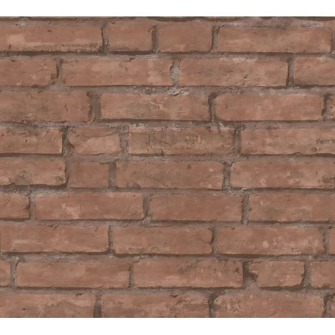 Stone tile wallpaper wall Profhome 377471 non-woven wallpaper smooth with nature-inspired pattern matt brown orange 5.33 m2 (57 ft2) (1/5)