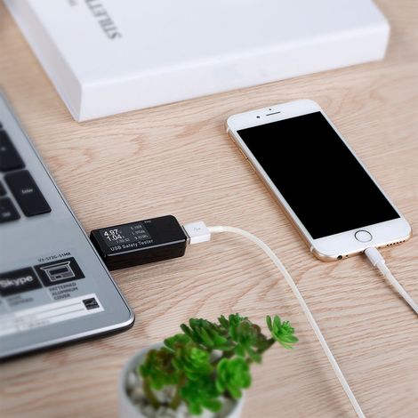 Testeur numérique USB de courant et de tension, moniteur CC 5,1 A 30 V, ampèremètre, testeur de vitesse de chargeurs, câbles, capacité des batteries externes, noir (1/5)