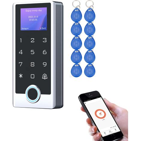 Contrôleur d’accès WiFi avec Empreinte Digitale – Clavier Tactile rétroéclairé IP68 avec écran LCD, 125kHz, WG26/WG34, avec Badges RFID, pour logements, Bureaux et Locations Courte durée (1/5)