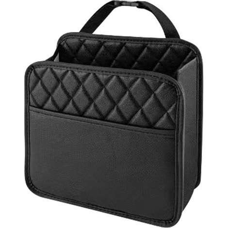Papelera colgante para coche – Bolsa de basura plegable con correa ajustable para el respaldo del asiento – Cubo de basura portátil para coche, SUV, camión, monovolumen (1/5)
