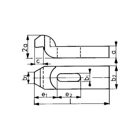 Bride contre-coudée, Larg. de fente : 22 mm, Long. totale 160 mm, Pour vis M20/M22, a : 30 mm, b2 : 60 mm, b3 : 30 mm, e1 : 50 mm (1/4)