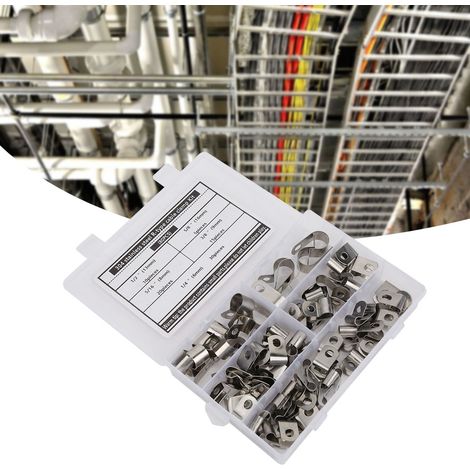 Kit de 80 fixations clips en R pour câbles, pièces de quincaillerie en acier inoxydable 304 résistant à la corrosion, 6-16mm (1/5)