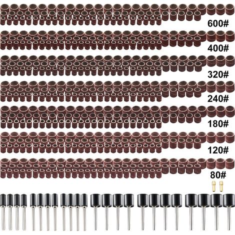Lot de 551 tambours de ponçage pour outil rotatif, manchons de ponçage pour ponceuse à tambour avec mandrins à tambour et mandrin auto-serrant (1/5)
