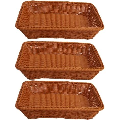 Lot de 3 corbeilles à pain en imitation rotin, paniers à fruits tissés en polyosier, paniers à pain de 30 cm et paniers de service de légumes pour présentation, cuisine à domicile, paniers (1/5)