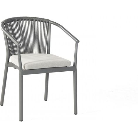 Sonnenpartner Finesse Gartenstuhl Sessel inkl. Kissen light-coal Alu mit Polyrope (1/5)