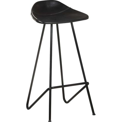 Maison Exclusive - Tabourets de bar lot de 4 noir cuir véritable (1/5)