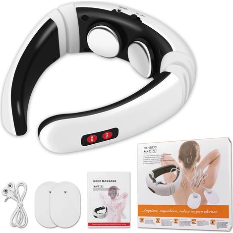 Massaggiatore elettrico per il collo, massaggiatore elettrico EMS a 6 modalità per il collo, riscaldamento e massaggio delle vertebre cervicali, strumento per alleviare il dolore - AquaForge