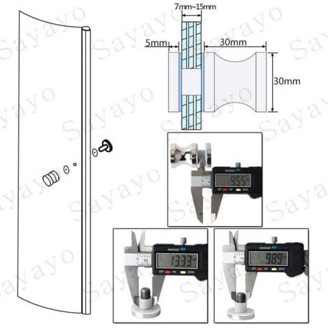 Poignée de Porte Douche Ronde Poigné de Porte en Verre Salle de Bain, en Acier Inoxydable SUS304, Finition Chromée Polie, EL9000