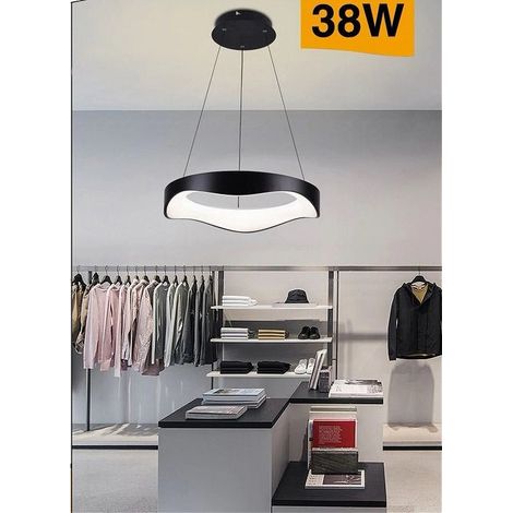 TrAdE Shop Traesio - Lampadario A Sospensione Led Onda 38w Ultra Moderna 3 Colorazioni Di Luce A67-3c - Nero (1/4)