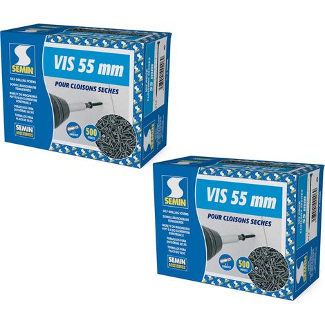 Semin – Lot de 100 vis auto perceuse 55 mm – Acier phosphaté – Fixation plaques de plâtre sur ossature – Montage aisé et résistance au brouillard salin (1/5)