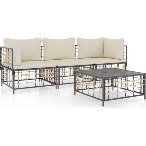 Maison Exclusive - 4-tlg. Garten-Lounge-Set mit Kissen Anthrazit (1/5)