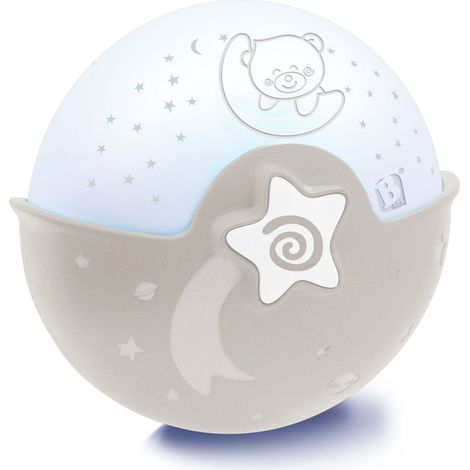 Infantino Luce Rilassante e Proiettore - Clip per Culla con Design Grow-with-Me, Proiettore Notte Stellata da Tavolo con Melodie Integrate e Sensori Sonori, Grigio (1/5)
