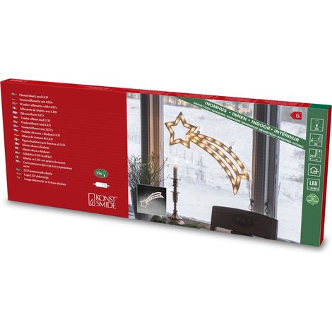 Konstsmide 2160-010 - Figura a LED per finestra, cometa, 35 diodi a luce bianca calda, 230 V, per interni, cavo bianco (1/4)
