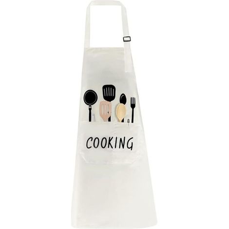 Küchenschürze, verstellbare, wasserdichte Kochschürze mit 2 großen Taschen für Damen und Herren, zum Kochen, Gärtnern, für Restaurants, Grillabende und Cafés