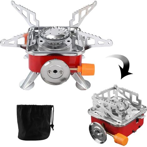 Mini fornello da campeggio pieghevole portatile, mini fornello a gas per esterni per escursionismo, attività all'aperto, picnic, mini fornello da campeggio da 2800 W, facile da usare