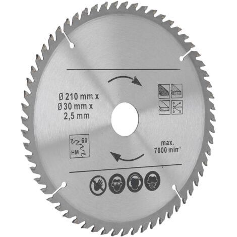 210 mm Hartmetall-Kreissägeblatt für Holz und Kunststoff, kompatibel mit Gehrungssägen und Tischkreissägen. (1/5)