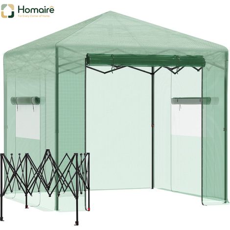 HOMAIRE Gewächshaus Treibhaus Tomatenhaus mit Tür und Fenster zum Aufrollen, PE Stahl Dunkelgrün für optimale Pflanzenzucht (1/5)