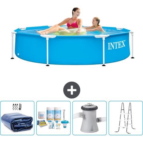 Intex-Schwimmbecken mit rundem Rahmen – 244 x 51 cm – Blau – im Lieferumfang enthalten Accessoire CB6