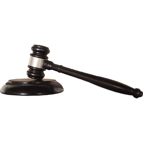 Ensemble de marteau en bois et bloc sonore fabriqué à la main avec bloc rond pour juge, avocat, étudiant - Couleur foncée (1/5)