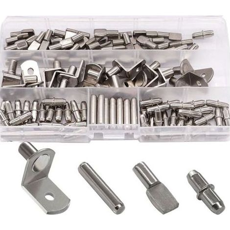 Lntyq 120Pcs 4 styles chevilles de support d'étagère Goupilles de Support D'étagère, Goupille de Support d'Etagère en Métal, pour Meubles de Bibliothèque D'armoires de Cuisine 5 mm, 6 mm (1/5)