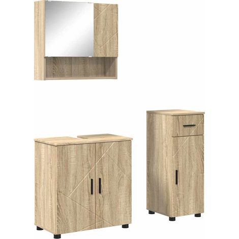 Juego de muebles de baño 3 uds. Roble Sonoma 61 x 35 x 64 cm vidaXL (1/5)
