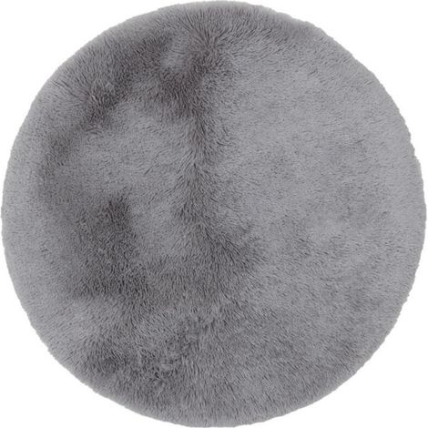 Tapis Rond Peluche 90cm Gris Tie Dye Ultra Doux Chambre Enfant Salon Salle de Jeux Hypoallergénique Lavable (1/4)