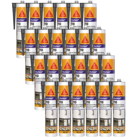 Set von 24 Silikon-Dichtungsmitteln SIKA SikaSeal 110 Schreinerei & Verglasung - Anthrazit - 300ml (1/4)
