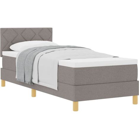 Matelas à ressorts rembourré, gris-brun, 80 x 200 cm, recouvert de tissu. (1/5)