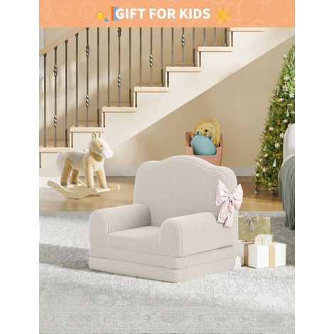 Children's Sofa - Crown Design - White Finish, Soft & Comfortable - for Kids, Playroom, Nursery (1/5)