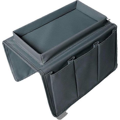 Sac de rangement pour accoudoir de canapé (gris), petit sac suspendu en tissu Oxford pour chambre ou salon, plateau latéral pour canapé, sac de rangement pour bouteille d'eau, magazine et télécommande (1/5)
