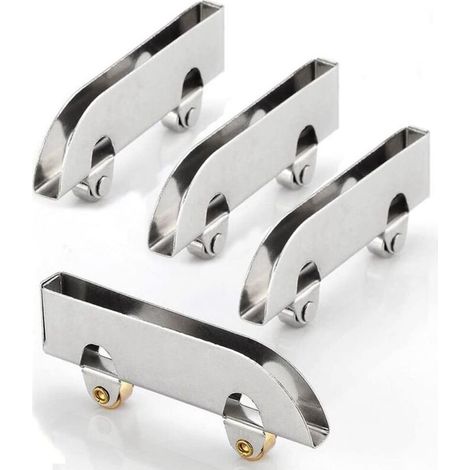 Lot de 4 poulies coulissantes en verre et acier inoxydable pour rail de penderie, roue coulissante, double volant en verre, poulie de porte d'armoire, poulie de verre de 5 mm d'épaisseur (1/5)