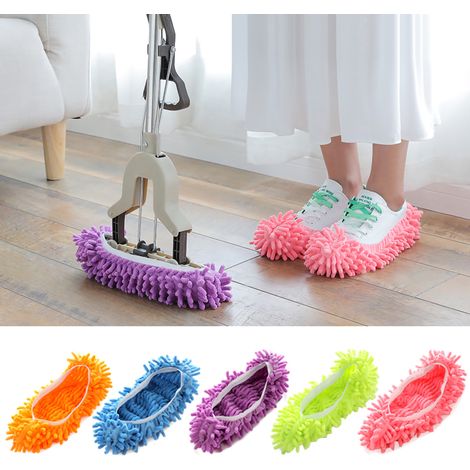 5 paires de chaussons serpillère en chenille, forte absorption d'eau, anti-poussière, antidérapants, pour nettoyage domestique