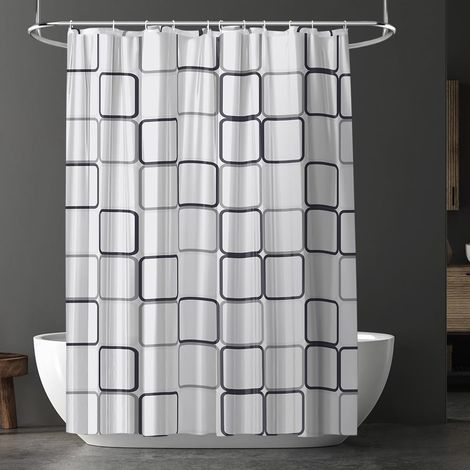 Rideau de douche anti-moisissure, imperméable en PEVA résistant à la moisissure, rideaux de douche avec 12 crochets, rideaux de baignoire imprimés pour baignoire, cabine de douche, 180 x 180 cm (1/5)