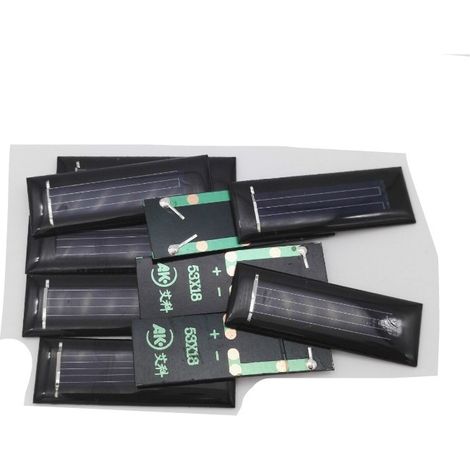 Lot de 10 mini panneaux solaires polycristallins portables 0,5 V 100 mA, module d'alimentation DIY, chargeur 53 x 18 mm