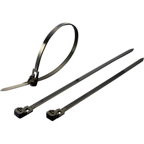 TRU COMPONENTS 1592809 TC-HVCR125BK203 Fascetta per cavi 125 mm 7.60 mm Nero riutilizzabili 100 pz. (1/2)