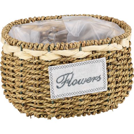 Cesta ovalada multifuncional de ratán tejido, organizador para ropa, accesorios, productos de belleza y cartas.