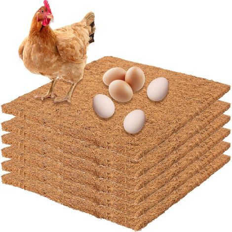 6 Pièces Tapis de Nidification en Fibre de Coco, Litière en Fibre de Coco pour nichoirs à Poulet Tapis d'élevage de volaille de Fond de poulailler, matériau de Repos Protection des œufs (1/5)