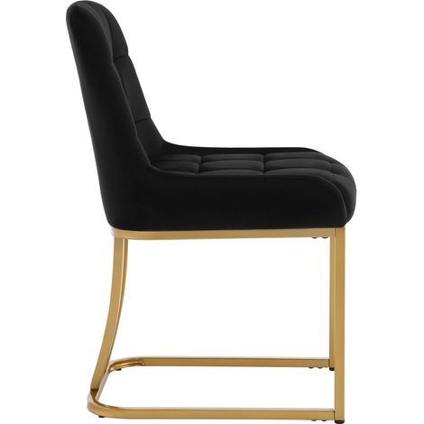 Sillas de comedor acolchadas de terciopelo y metal, negras, pack de 2 (1/5)