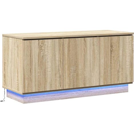 Meuble TV rectangulaire moderne rangement fonctionnel 100 x 38 x 49 cm en bois d'ingénierie chêne sonoma (1/5)