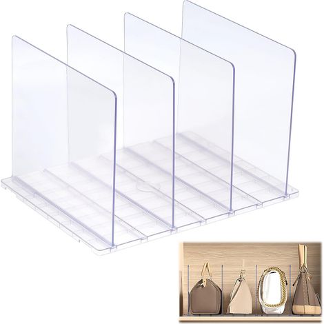 Clear Acrylic Wardrobe Shelf Divider, Closet Organizer for Handbag Storage, Bedroom, Kitchen, Shop, Office (1/5)