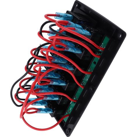 Panneau à 6 interrupteurs à bascule 12V/24V avec voyant bleu, étanche IP65, pour bateaux, navires, cockpits, SUV et camions (1/5)
