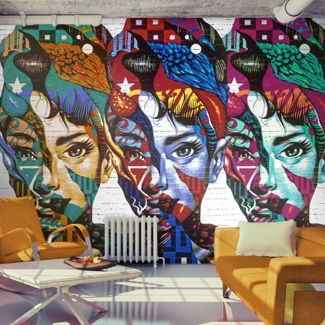 Papier Peint "Colorful Faces" 105 x 150 cm (1/2)