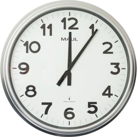 Horloge Murale 61 cm, Horloge Radiopilotée Grande, Modèle Élégant d'un Design Moderne pour Le Bureau et Les Salles d'entrée, Bien Lisible Grâce aux Grands Chiffres, Argenté (1/4)