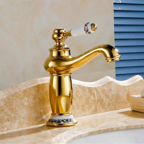 Robinet pour vasque laiton doré monocommande pour lavabo