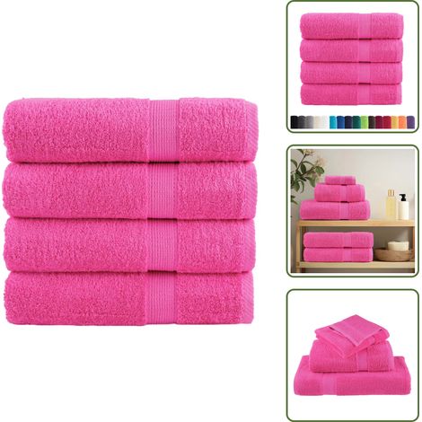 The Living Store Premium-Duschtücher SOLUND 4 Stk. Rosa 70x140 cm 600 g/m² - Handtücher - Rosa - Badezimmerhandtücher - Badeset - Baumwolle (1/5)