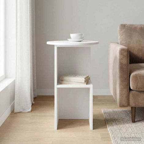 vidaXL Tavolo laterale Bianco Lucido Ø 39,5 x 55 cm