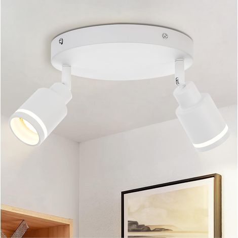 ZMH Spot de Plafond Plafonnier Moderne 2 Ampoules : Spots de Plafond Pivotants Spot de Plafond GU10 Spot Mural en Métal Blanc pour Couloir Cuisine Bureau Salon Chambre sans Ampoule (1/5)