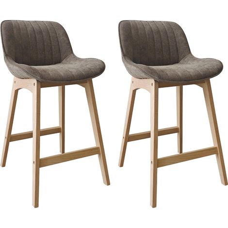 Conjunto de sillas de isla y bar NORDEN de roble de 65 cm con asiento de tela de pana
